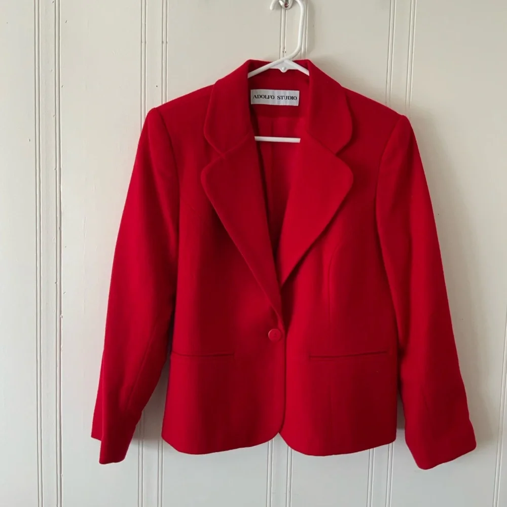 Vibrant Red Blazer by Adolfo Studio - Picture 1 of 7